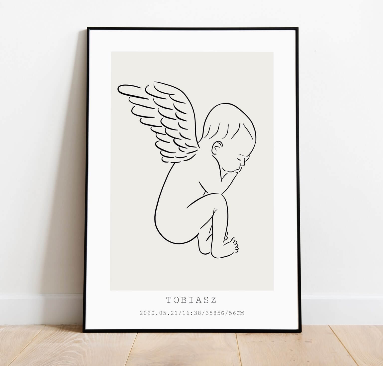 Metryczka aniołek TOBIASZ, dziecko ze skrzydełkami