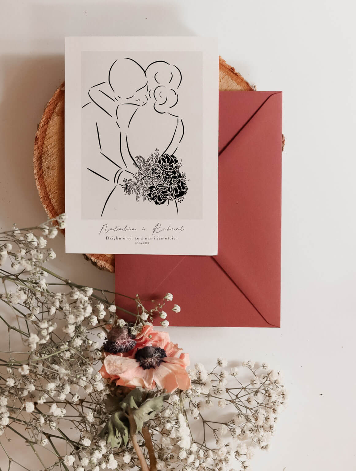 Podziękowania dla gości weselnych za przybycie – personalizowane kartki (10sztuk)