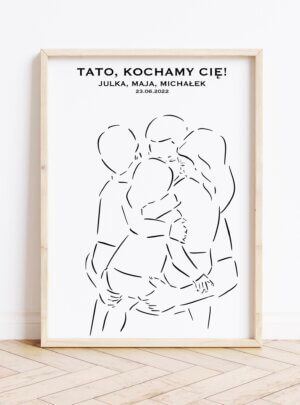 Prezent na Dzień Taty od trójki dzieci - personalizowany plakat od dzieci