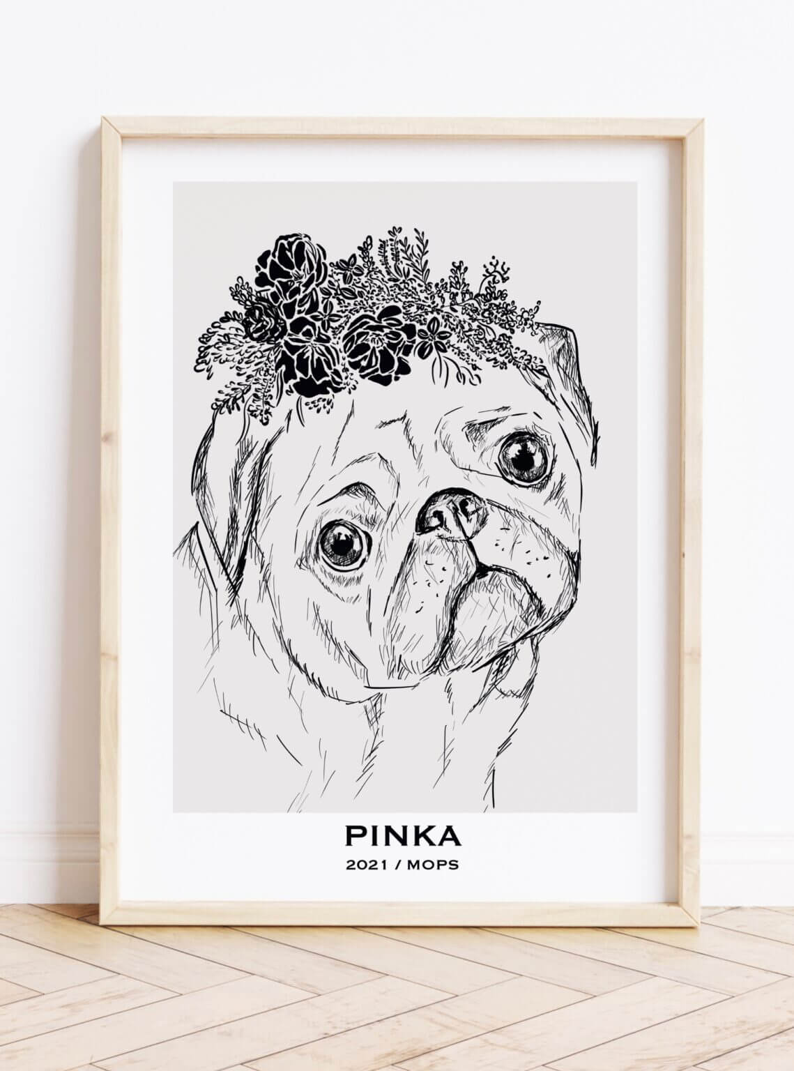 Prezent dla miłośnika psów- personalizowany plakat z psem (MOPS)