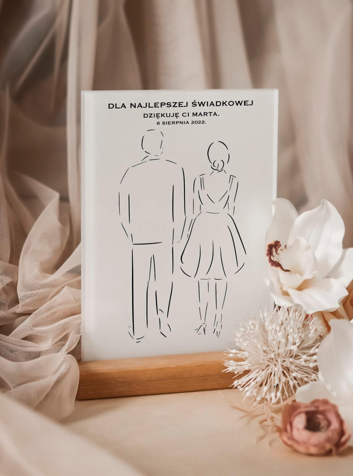 Personalizowana statuetka na szkle akrylowym – podziękowanie dla świadkowej/druhny