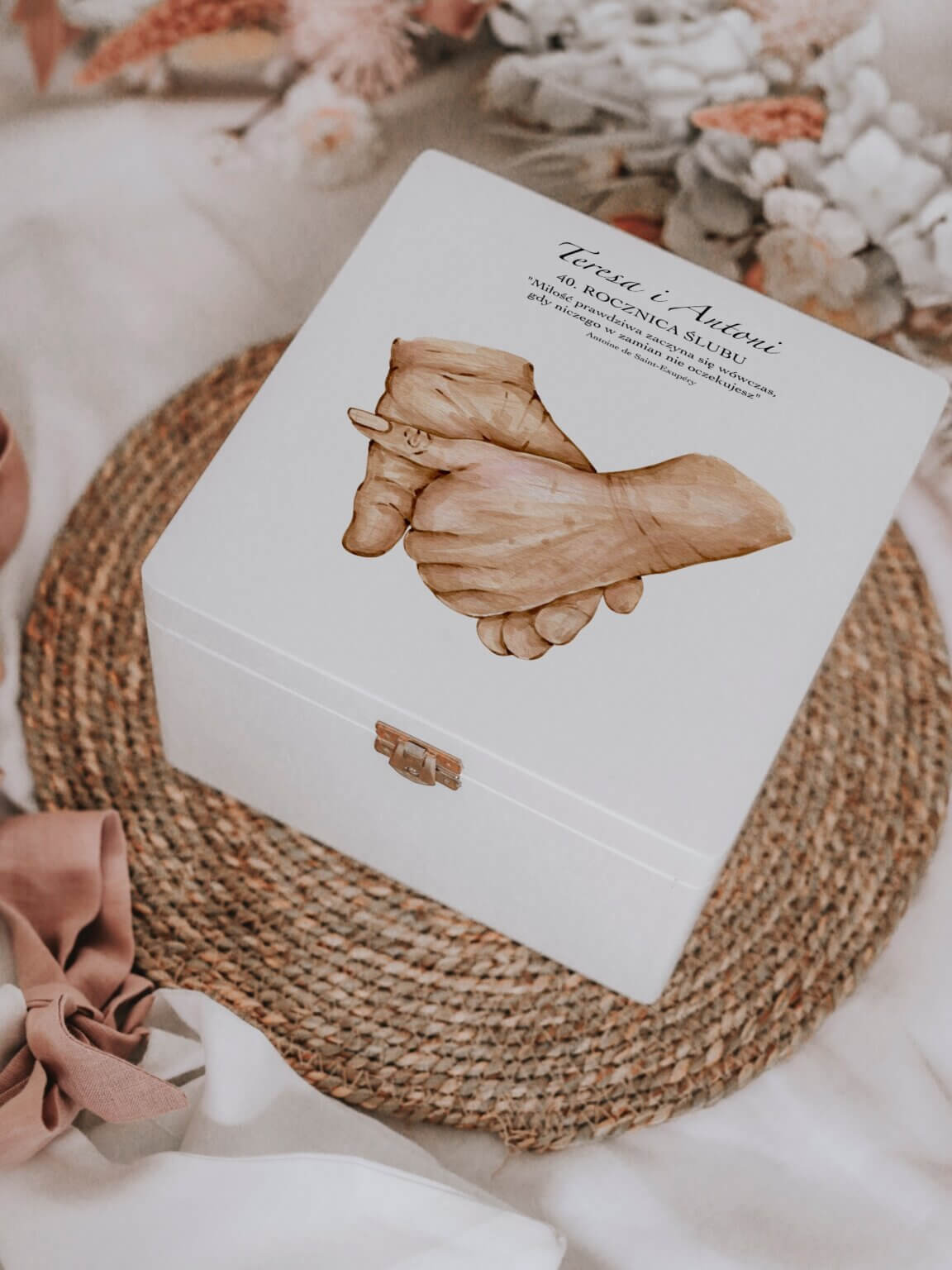 Drewniane pudełko dla rodziców/ dziadków- prezent rocznicowy