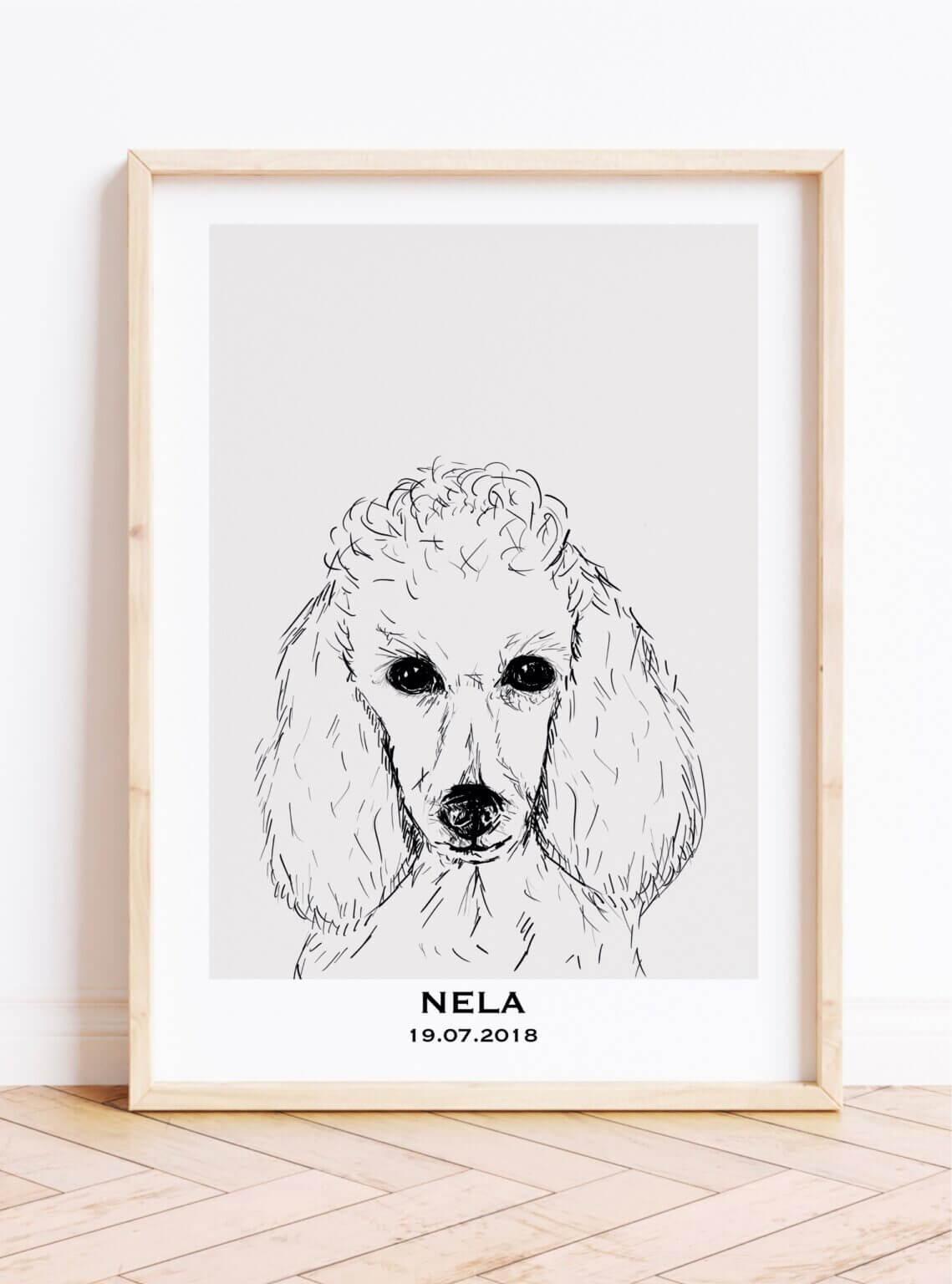 Metryczka zwierzątka- grafika Pudla