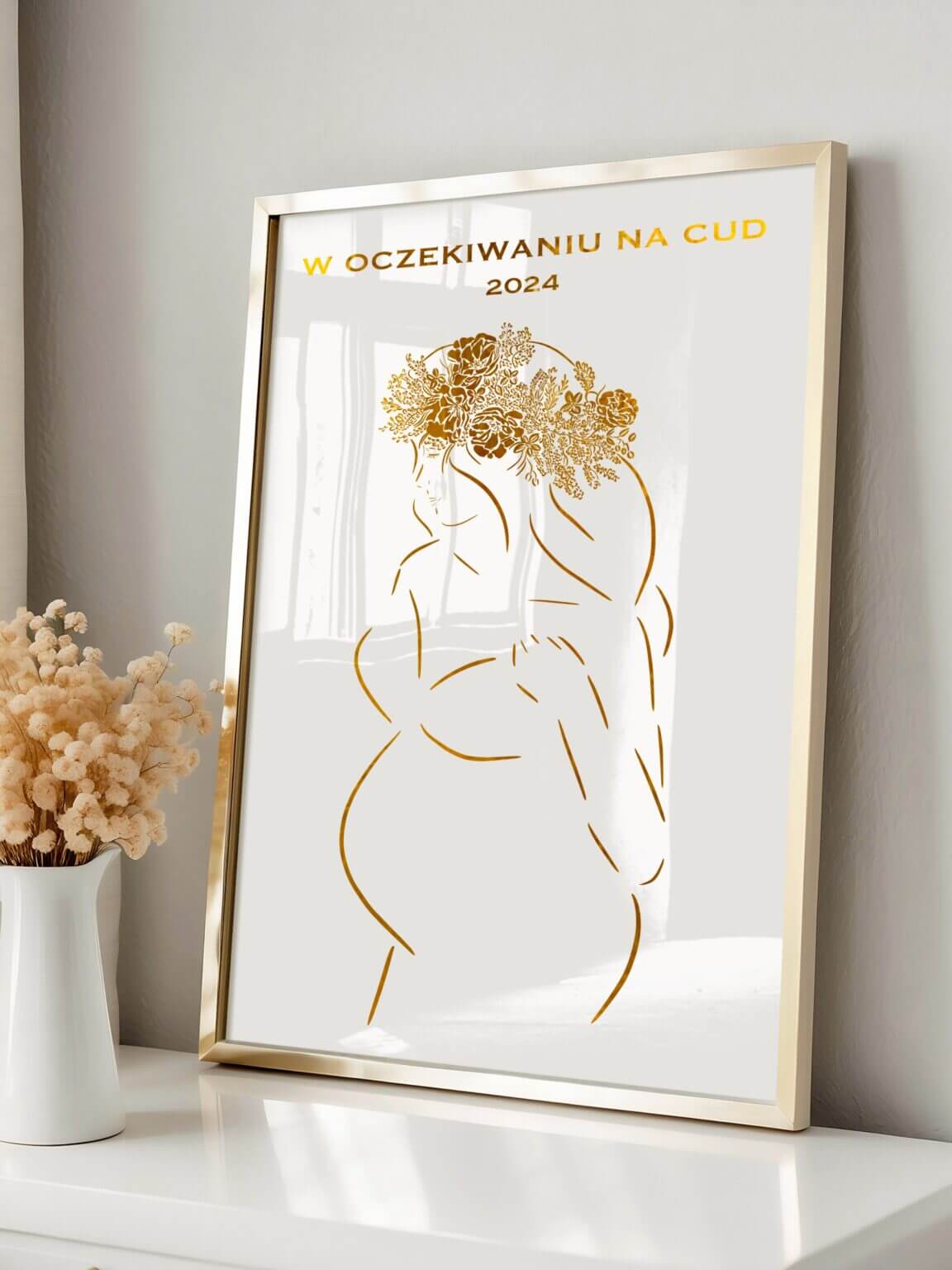 Elegancki prezent na BABY SHOWER – złoty plakat