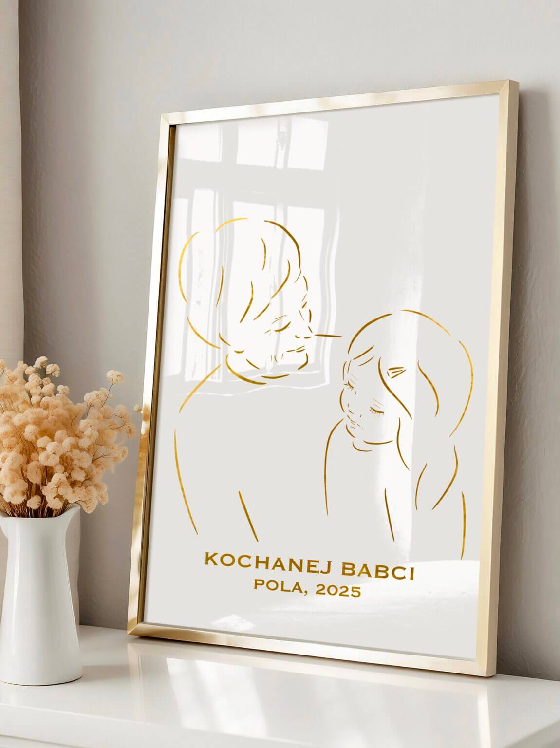 Prezent na Dzień Babci – złoty plakat z babcią
