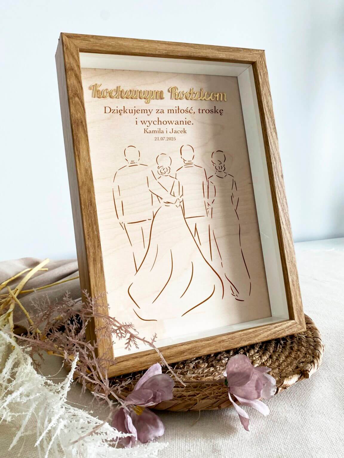 Eleganckie podziękowania ślubne dla rodziców – obraz 3D