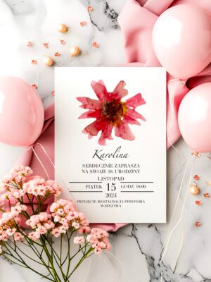 Zaproszenia na 18 urodziny z motywem kwiatowym