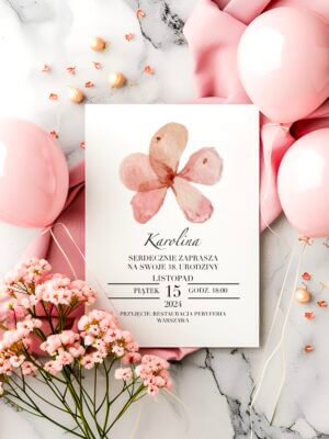 Delikatne zaproszenia na 18 urodziny z motywem kwiatowym
