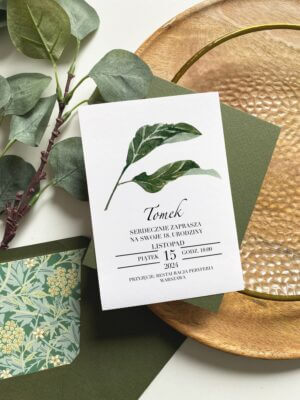 Rustykalne zaproszenia na 18 urodziny z motywem liści