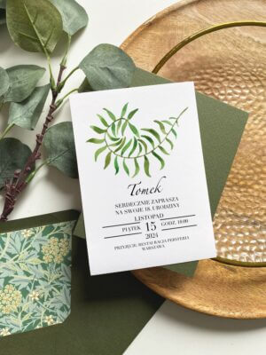 Rustykalne zaproszenia na 18 urodziny z motywem paproci