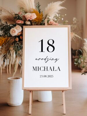 Minimalistyczny plakat powitalny na 18 urodziny