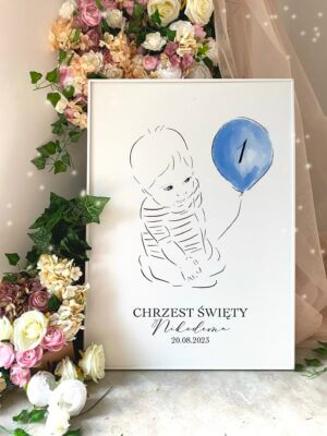 Plakat powitalny na roczek dla chłopca